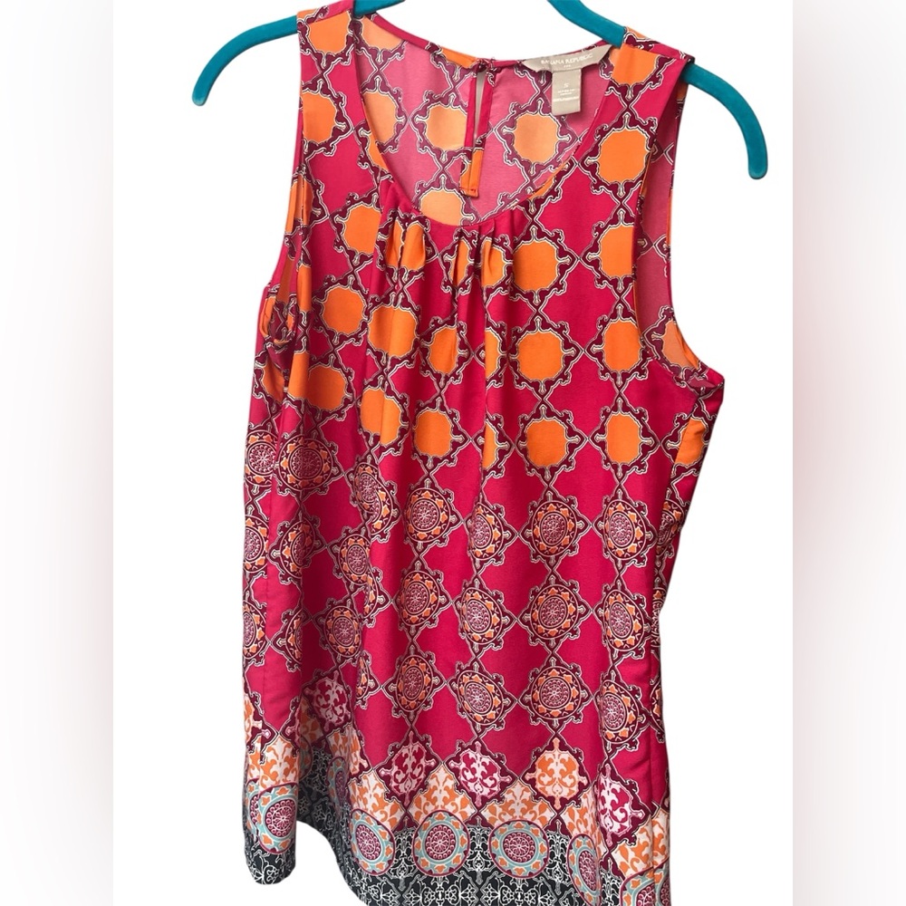 Banana Republic Pink and Orange Patterned Blouse